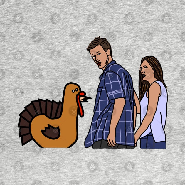 Thanksgiving Turkey and Distracted Boyfriend Meme by ellenhenryart